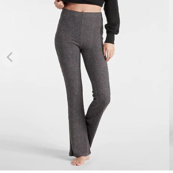 Express Pants - EXPRESS Super High Waisted Ribbed Soft Knit Flare Pant